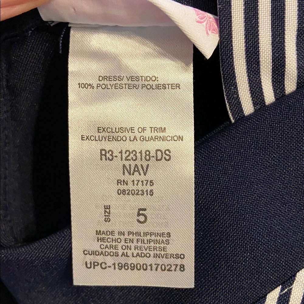Bonnie Jean Navy and White Striped Dress size 5 length 25” brand new - Picture 7 of 8